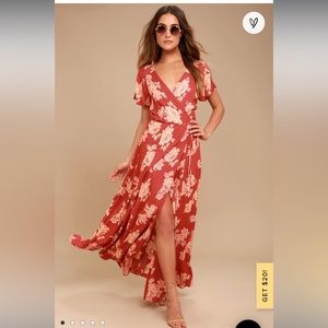 Brand new Lulus Rust Red Floral Maxi Dress